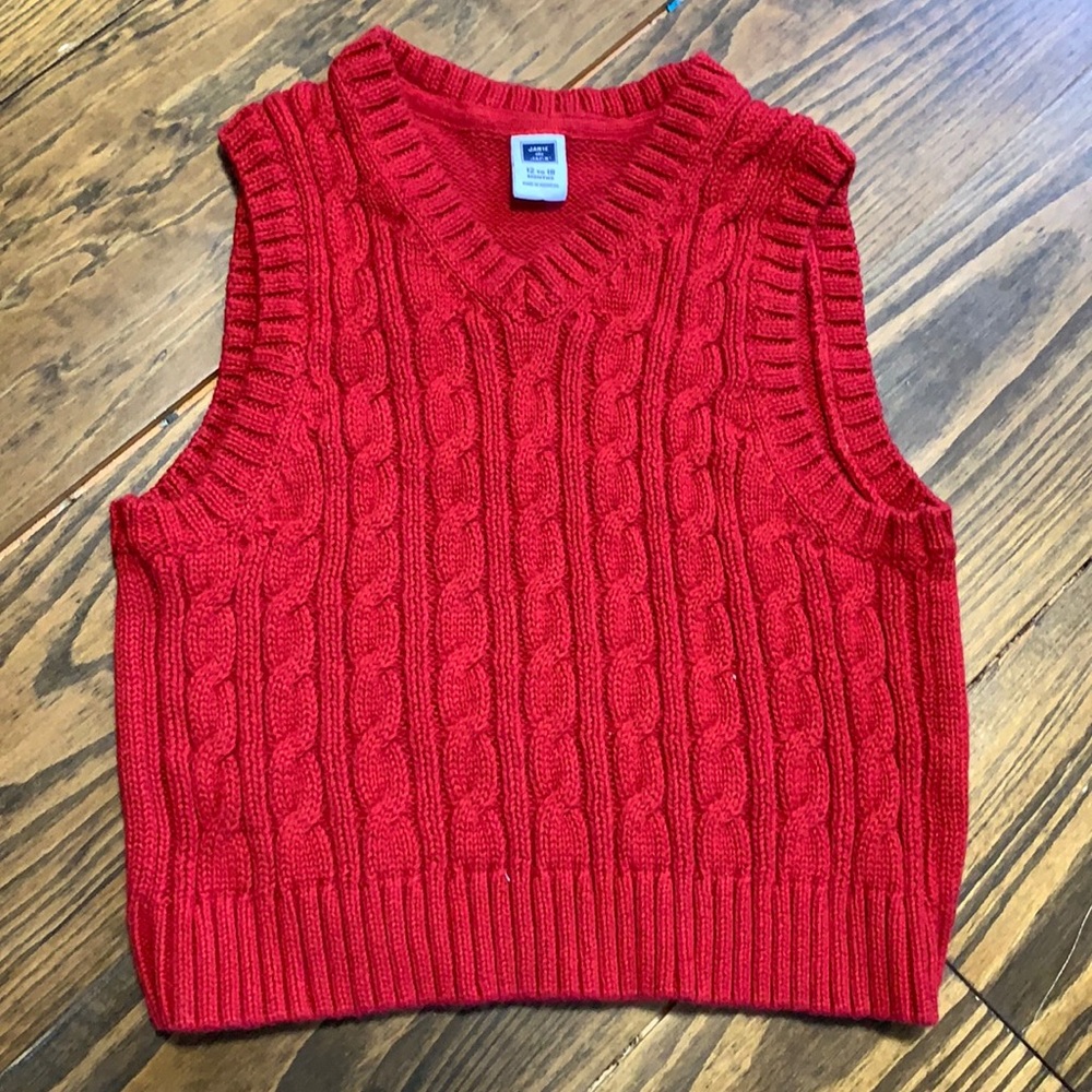 Boys Janie and Jack 12-18M Red Sweater Vest
